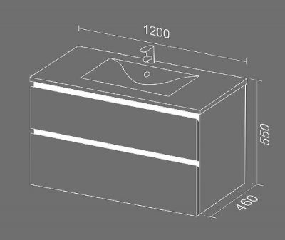 Тумба с раковиной SanVit Стрит-2 120 kstreet2120 в цвете Ral Белый глянец