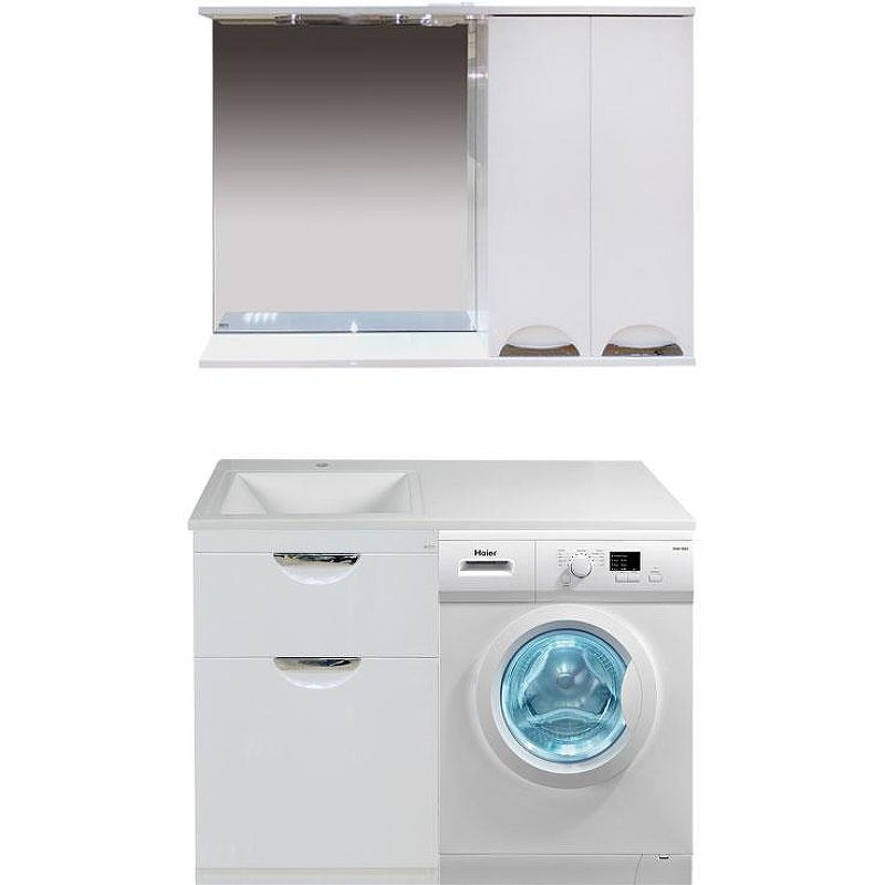 Тумба с раковиной Misty Куба 120 R УТ000005575 с бельевой корзиной Белая, купить, цена, заказать, магазин, доставка, скидка, промокод, купить, цена, заказать, магазин, доставка, скидка, промокод