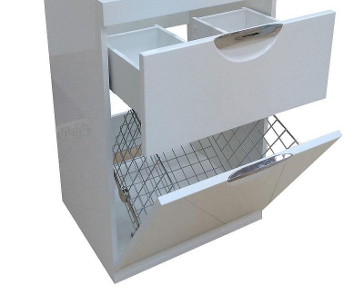 Тумба с раковиной Misty Куба 120 R УТ000005575 с бельевой корзиной Белая