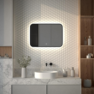 Зеркало Defesto Aura 70х50 DF 2964SH с подсветкой 21W-4500K/Сенсорный выключатель/Нейтральный белый свет/Черная рама