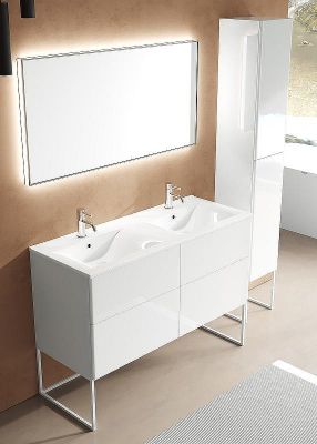 Тумба c раковиной SanVit Лира 120 klira2120W в цвете Ral подвесная Белая глянцевая