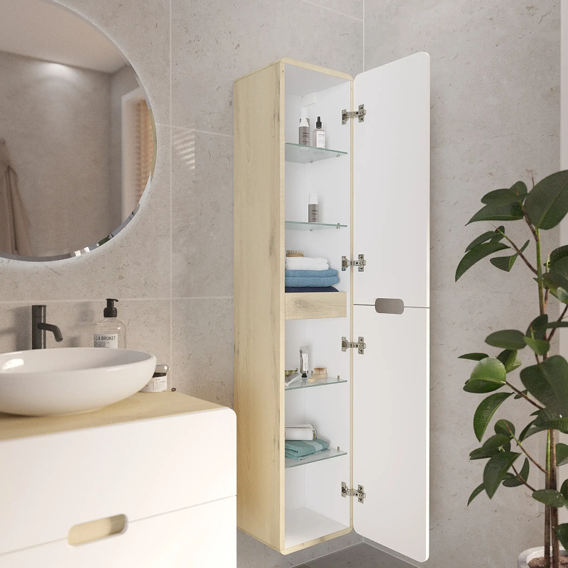 Шкаф пенал 1MarKa Vortex 35П Ц0000033026 подвесной цвет Орех лучистый солнечный Супер айс белый, купить, цена, заказать, магазин, доставка, скидка, промокод, купить, цена, заказать, магазин, доставка, скидка, промокод