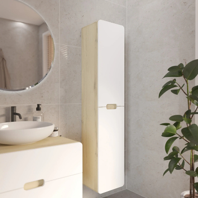 Шкаф пенал 1MarKa Vortex 35П Ц0000033026 подвесной цвет Орех лучистый солнечный Супер айс белый