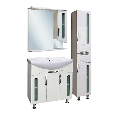 Зеркало со шкафом Runo Толедо 75 R 00000001041 с подсветкой Белое