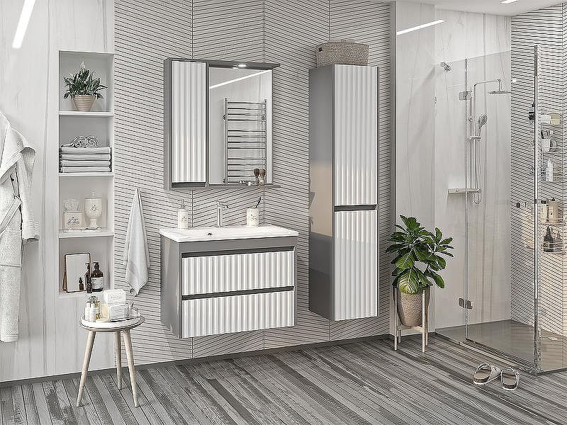 Шкаф пенал Brevita Balaton 35 R BAL-05035-48-2П подвесной Белый матовый Серый матовый, купить, цена, заказать, магазин, доставка, скидка, промокод, купить, цена, заказать, магазин, доставка, скидка, промокод