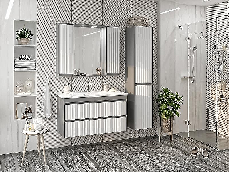 Шкаф пенал Brevita Balaton 35 R BAL-05035-48-2П подвесной Белый матовый Серый матовый, купить, цена, заказать, магазин, доставка, скидка, промокод, купить, цена, заказать, магазин, доставка, скидка, промокод