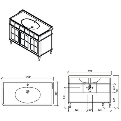 Тумба под раковину Caprigo Borgo 120 33425-B231 Белая матовая