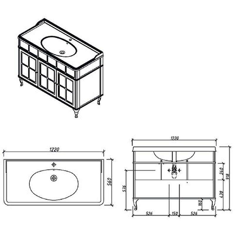 Тумба под раковину Caprigo Borgo 120 33425-B231 Белая матовая, купить, цена, заказать, магазин, доставка, скидка, промокод, купить, цена, заказать, магазин, доставка, скидка, промокод