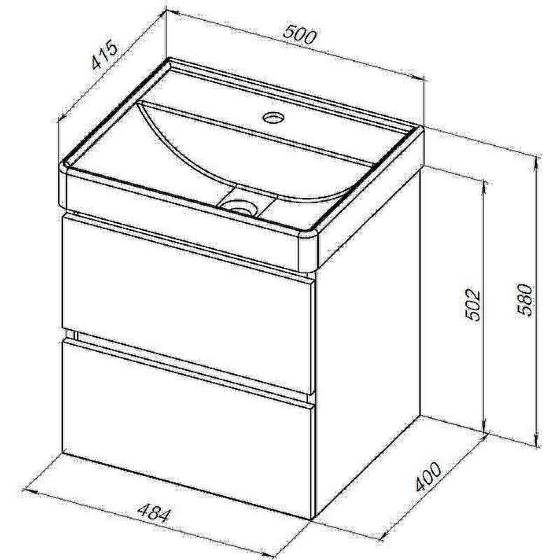 Тумба под раковину Aquanet Вега 50 329582 подвесная Бежевая, купить, цена, заказать, магазин, доставка, скидка, промокод, купить, цена, заказать, магазин, доставка, скидка, промокод