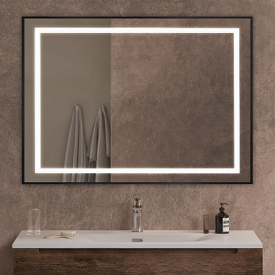 Зеркало BelBagno Kraft 100 SPC-KRAFT-1000-800-SENS-NERO с подсветкой Черное с сенсорным выключателем