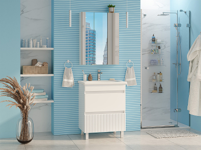 Тумба с раковиной Misty Мира 65 УТ000022681 Белая матовая