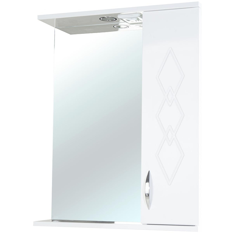 Зеркало со шкафом Bellezza Элеганс 65 R 4618610521011 с подсветкой Белое, купить, цена, заказать, магазин, доставка, скидка, промокод, купить, цена, заказать, магазин, доставка, скидка, промокод