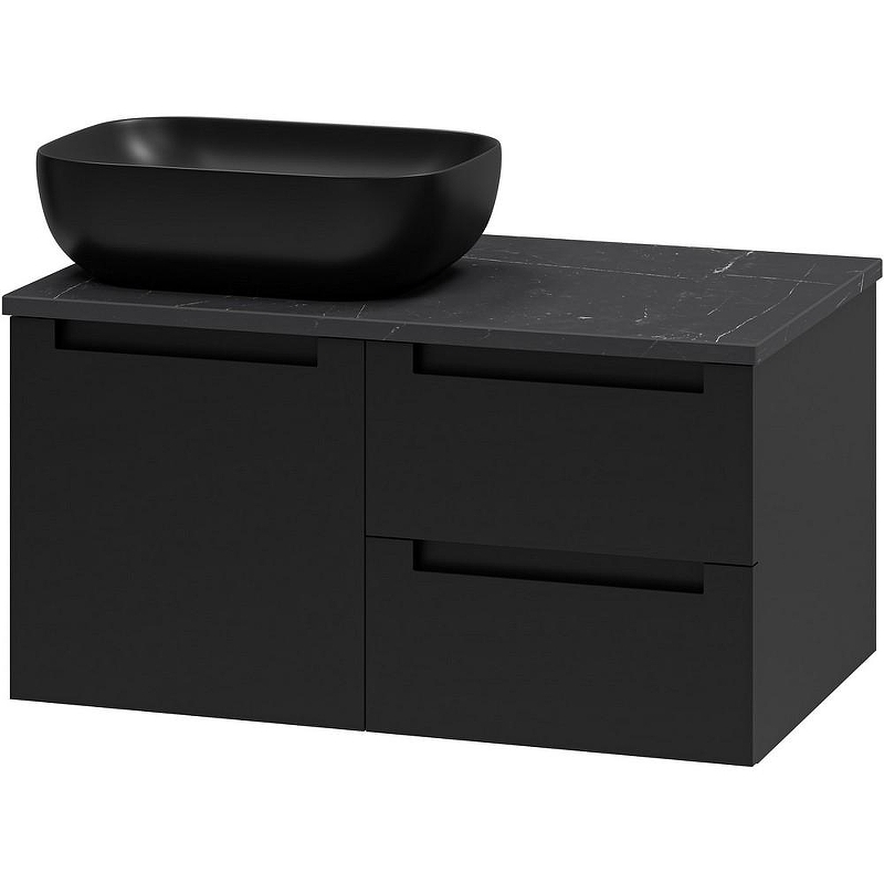 Тумба с раковиной Brevita Cargo 80 УТ000024160 подвесная Черная матовая, купить, цена, заказать, магазин, доставка, скидка, промокод, купить, цена, заказать, магазин, доставка, скидка, промокод