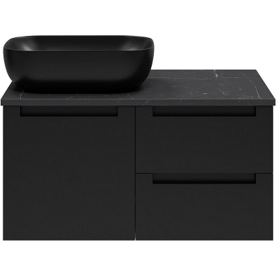 Тумба с раковиной Brevita Cargo 80 УТ000024160 подвесная Черная матовая