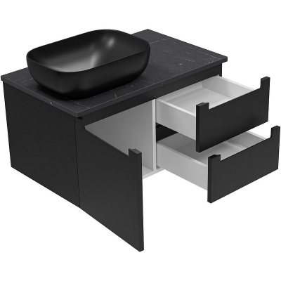 Тумба с раковиной Brevita Cargo 80 УТ000024160 подвесная Черная матовая