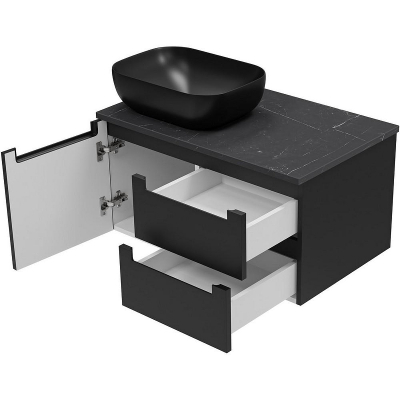Тумба с раковиной Brevita Cargo 80 УТ000024160 подвесная Черная матовая
