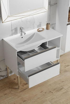 Тумба с раковиной SanVit Стрит-4 L/R kstreet4090 в цвете Ral Белый глянец