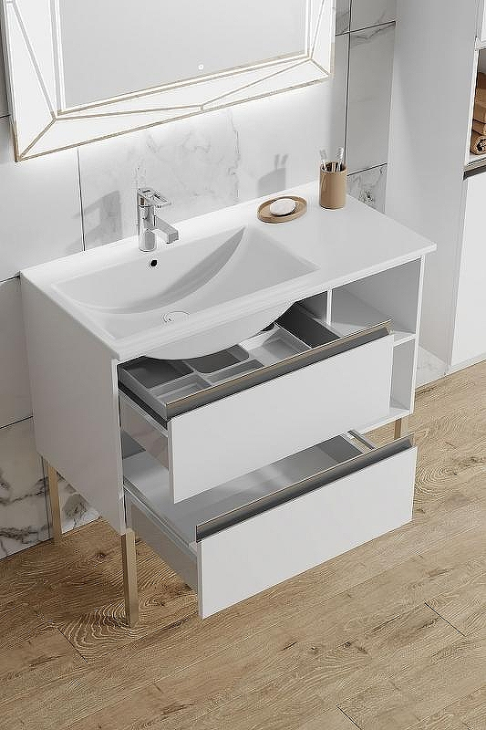 Тумба с раковиной SanVit Стрит-4 L/R kstreet4090 в цвете Ral Белый глянец, купить, цена, заказать, магазин, доставка, скидка, промокод, купить, цена, заказать, магазин, доставка, скидка, промокод