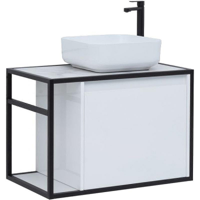 Тумба под раковину Aquanet Nova Lite Loft 75R 261649 подвесная Белый глянец
