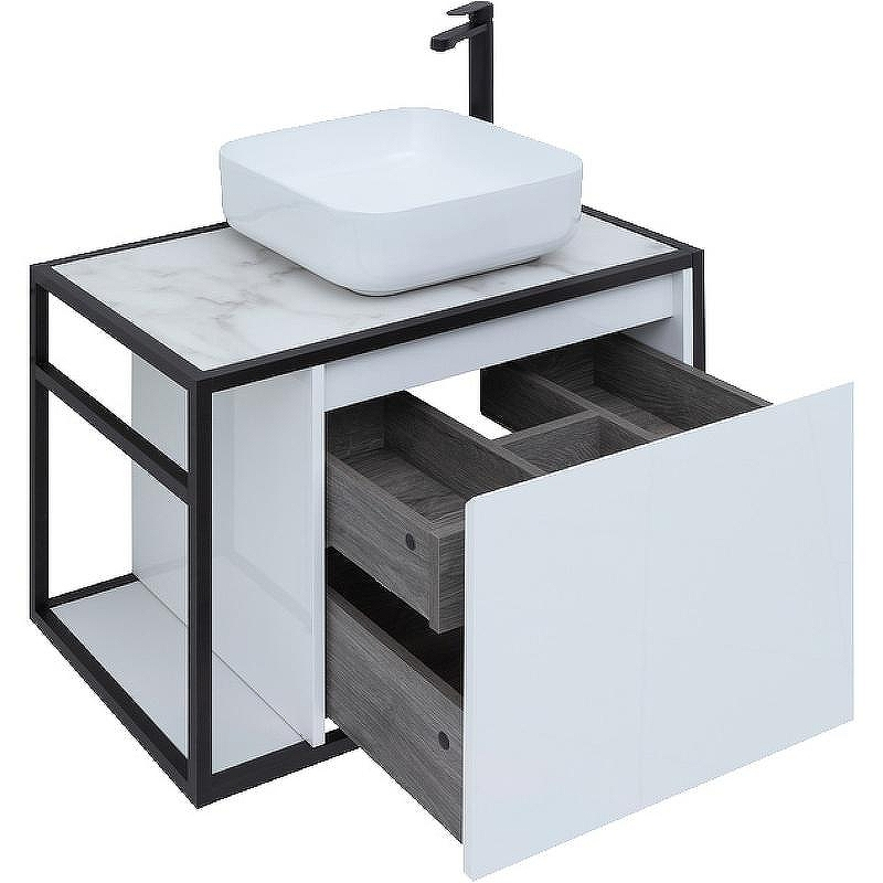 Тумба под раковину Aquanet Nova Lite Loft 75R 261649 подвесная Белый глянец, купить, цена, заказать, магазин, доставка, скидка, промокод, купить, цена, заказать, магазин, доставка, скидка, промокод