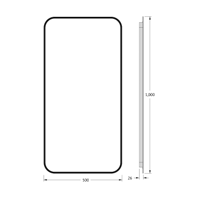 Зеркало Defesto Aura 50х100 DF 2965 с подсветкой 28W-4500K/Без выключателя/Нейтральный белый свет/Черная рама