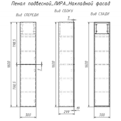 Шкаф пенал SanVit Лира 30 plira в цвете Ral подвесной Белый глянец