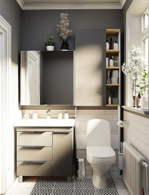 Шкаф пенал 1MarKa Gaula 60Н У92548 над унитазом Графит матовый