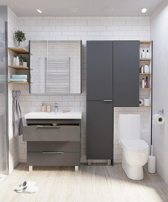 Шкаф пенал 1MarKa Gaula 60Н У92548 над унитазом Графит матовый