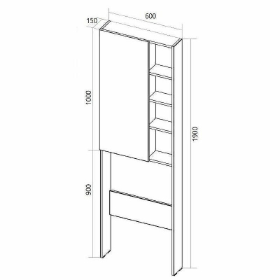 Шкаф пенал 1MarKa Gaula 60Н У92548 над унитазом Графит матовый
