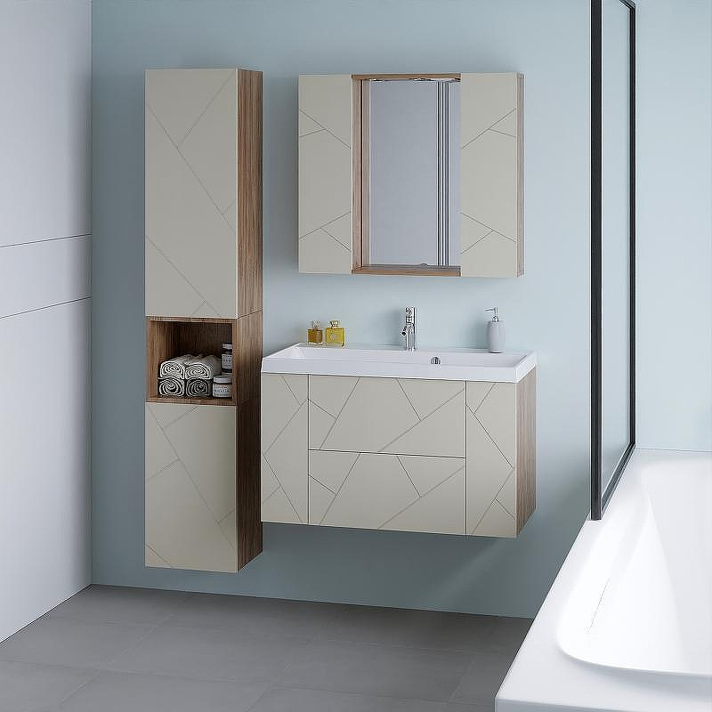 Тумба под раковину Бриклаер Кристалл 90 4627125416958 подвесная Латте Дуб крафт табачный, купить, цена, заказать, магазин, доставка, скидка, промокод, купить, цена, заказать, магазин, доставка, скидка, промокод