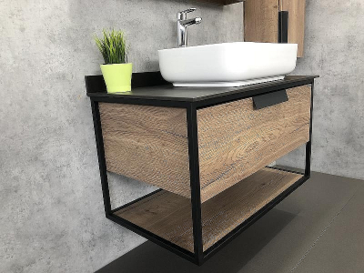 Тумба с раковиной Comforty Кельн 90 00004149965 подвесная Дуб темный