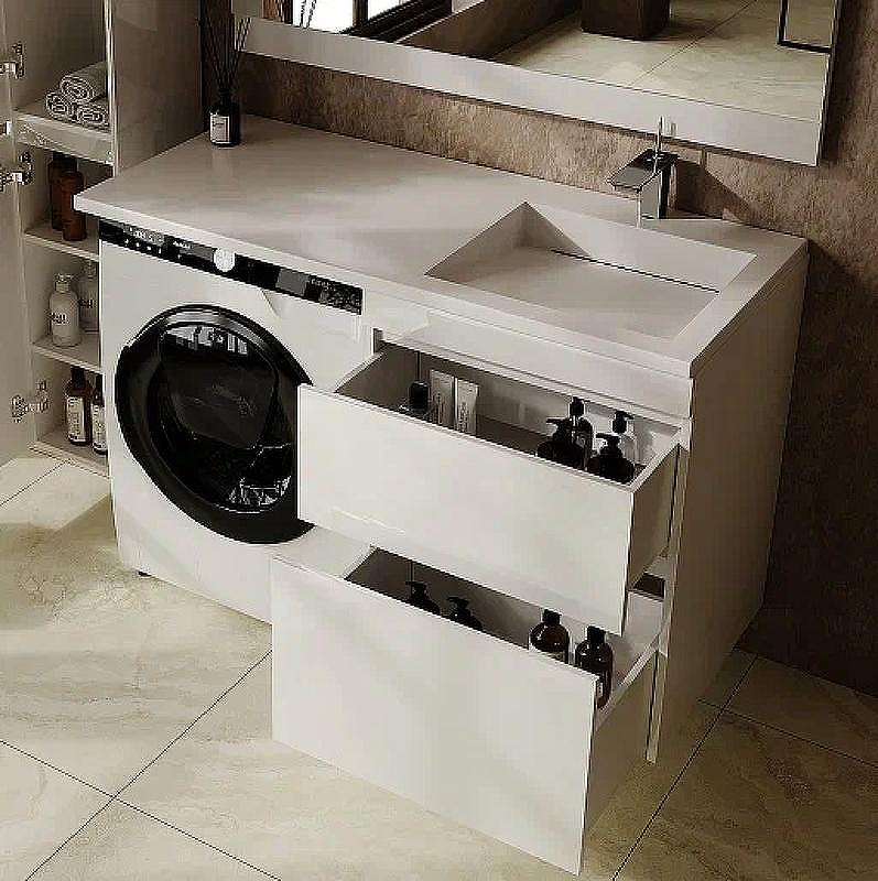 Тумба под раковину Style Line Даллас Леон 120 Люкс Plus СС-00002440 подвесная Белая, купить, цена, заказать, магазин, доставка, скидка, промокод, купить, цена, заказать, магазин, доставка, скидка, промокод