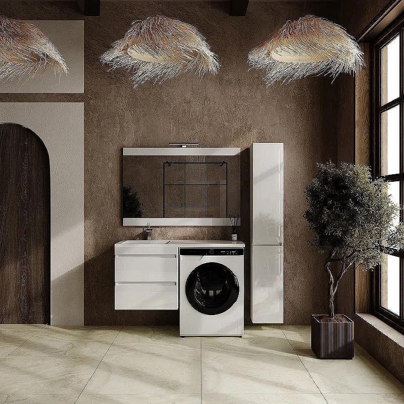 Тумба под раковину Style Line Даллас Леон 120 Люкс Plus СС-00002440 подвесная Белая, купить, цена, заказать, магазин, доставка, скидка, промокод, купить, цена, заказать, магазин, доставка, скидка, промокод