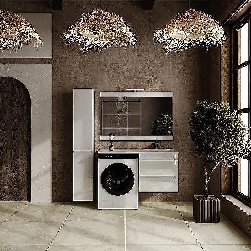 Тумба под раковину Style Line Даллас Леон 120 Люкс Plus СС-00002440 подвесная Белая, купить, цена, заказать, магазин, доставка, скидка, промокод, купить, цена, заказать, магазин, доставка, скидка, промокод