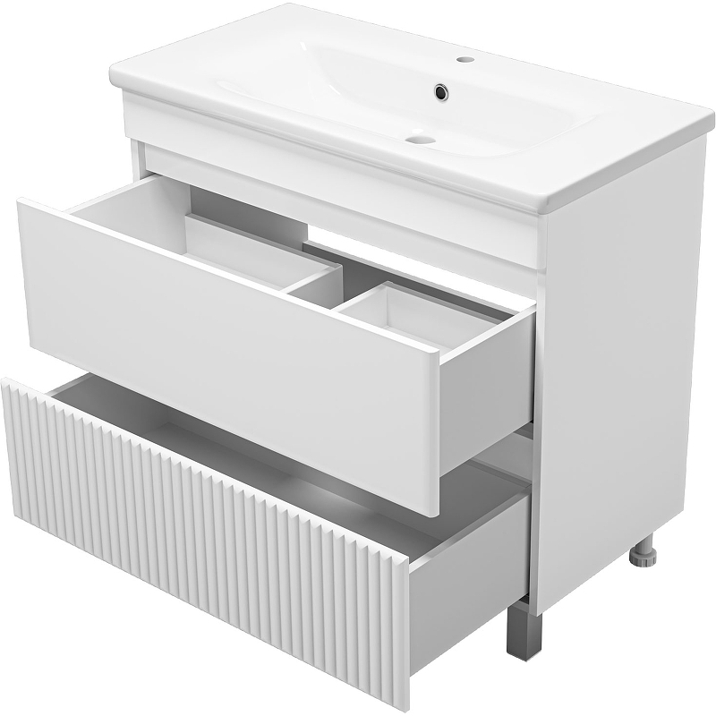 Тумба с раковиной Misty Мира 90 УТ000022789 Белая матовая, купить, цена, заказать, магазин, доставка, скидка, промокод, купить, цена, заказать, магазин, доставка, скидка, промокод