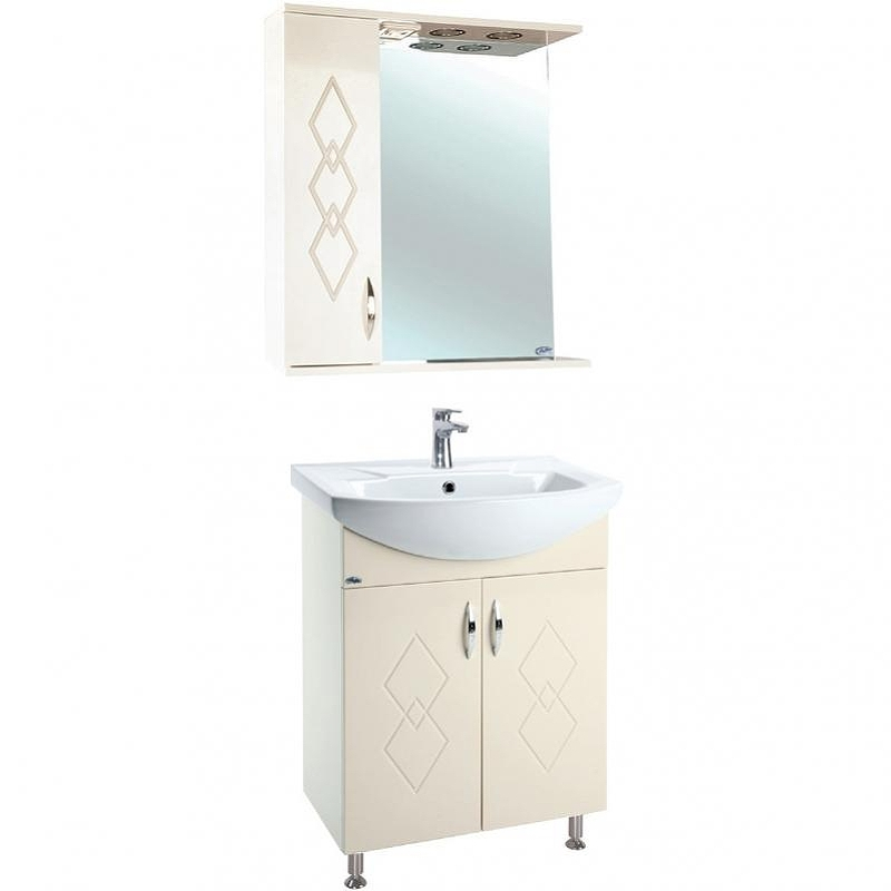 Зеркало со шкафом Bellezza Элеганс 65 L 4618610522070 с подсветкой Бежевое, купить, цена, заказать, магазин, доставка, скидка, промокод, купить, цена, заказать, магазин, доставка, скидка, промокод