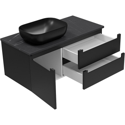 Тумба с раковиной Brevita Cargo 100 УТ000024161 подвесная Черная матовая