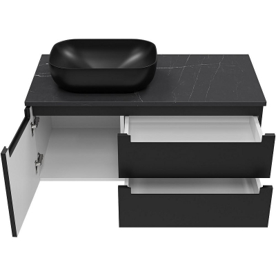 Тумба с раковиной Brevita Cargo 100 УТ000024161 подвесная Черная матовая