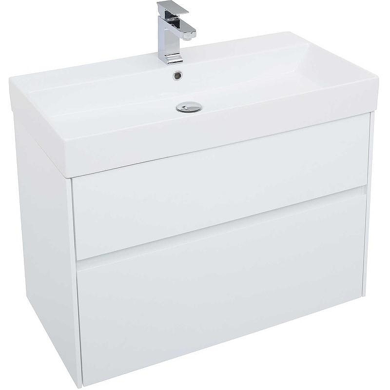 Тумба с раковиной Aquanet Бруклин 85 212598 подвесная Белая, купить, цена, заказать, магазин, доставка, скидка, промокод, купить, цена, заказать, магазин, доставка, скидка, промокод