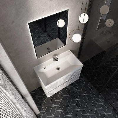 Тумба под раковину AQUAme S1 80 AQM900180WH подвесная цвет Белый глянцевый