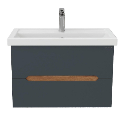 Тумба под раковину Onika Айленд 80 108064 подвесная цвет Дуб крафт золотой Графит