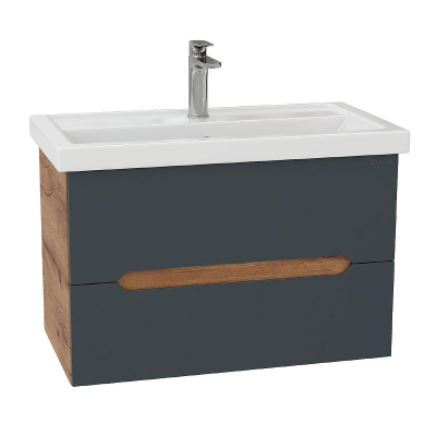 Тумба под раковину Onika Айленд 80 108064 подвесная цвет Дуб крафт золотой Графит