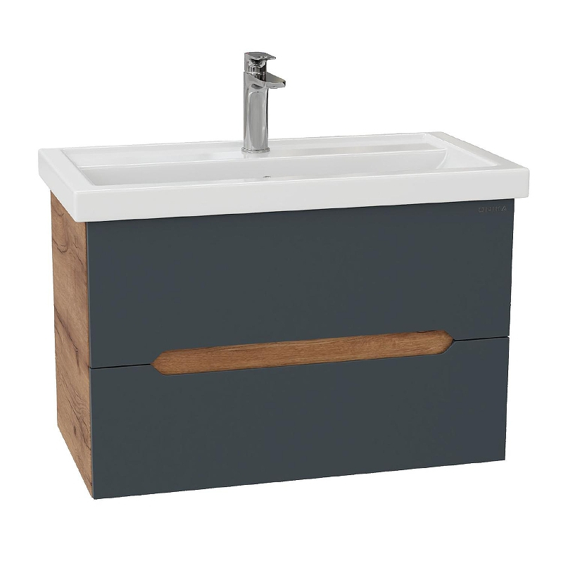 Тумба под раковину Onika Айленд 80 108064 подвесная цвет Дуб крафт золотой Графит, купить, цена, заказать, магазин, доставка, скидка, промокод, купить, цена, заказать, магазин, доставка, скидка, промокод