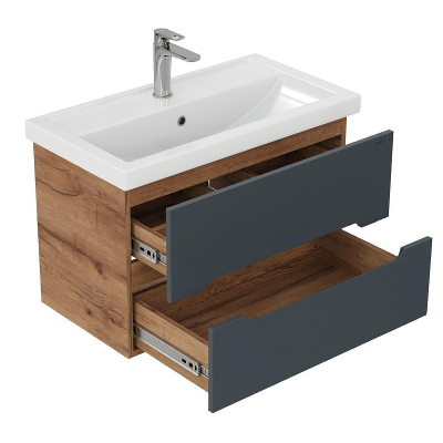 Тумба под раковину Onika Айленд 80 108064 подвесная цвет Дуб крафт золотой Графит