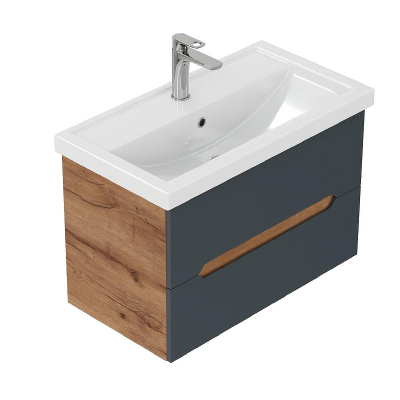 Тумба под раковину Onika Айленд 80 108064 подвесная цвет Дуб крафт золотой Графит