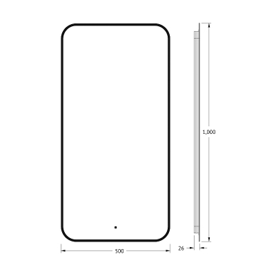 Зеркало Defesto Aura 50х100 DF 2965R с подсветкой 28W-4500K/ИК - выключатель/Нейтральный белый свет/Черная рама