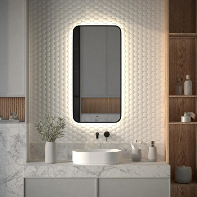 Зеркало Defesto Aura 50х100 DF 2965R с подсветкой 28W-4500K/ИК - выключатель/Нейтральный белый свет/Черная рама