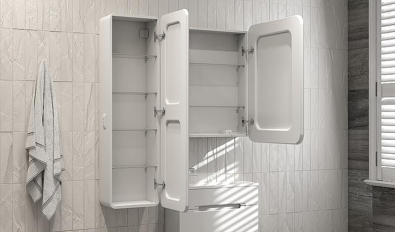 Зеркальный шкаф Jorno Modul 60 Mol.03.60/P/W/JR с подсветкой Белый, купить, цена, заказать, магазин, доставка, скидка, промокод, купить, цена, заказать, магазин, доставка, скидка, промокод