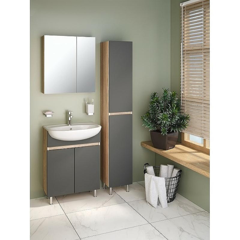 Шкаф пенал Runo Лада 30 00-00001167 Дуб серый Графит, купить, цена, заказать, магазин, доставка, скидка, промокод, купить, цена, заказать, магазин, доставка, скидка, промокод