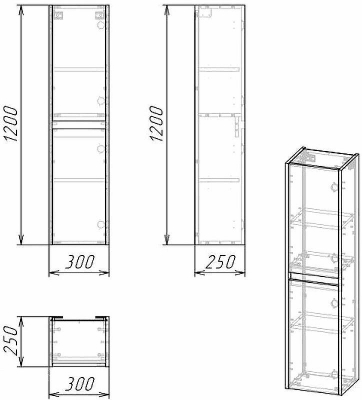 Шкаф пенал Grossman Смарт 30 303011 подвесной Веллигтон Графит
